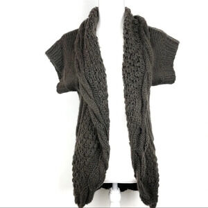 Wow Couture Brown Open Circle Chunky Knit Cardigan